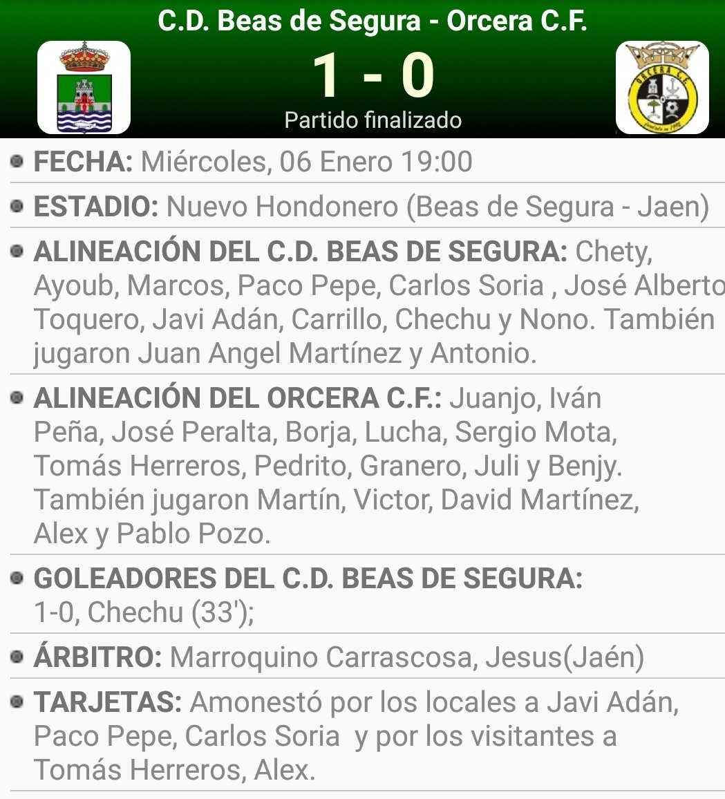 OrceraCF's tweet photo. #ORCSenior |
J1 #2ªAndaluzaG2 Atrasada
CD Beas 1
Orcera CF 0
Derbi comarcal para debutar esta 20/21 en un partido igualado donde el Beas lo decanto a su favor en una opción a balón parado #BeasOrcera https://t.co/KoqeYehShd