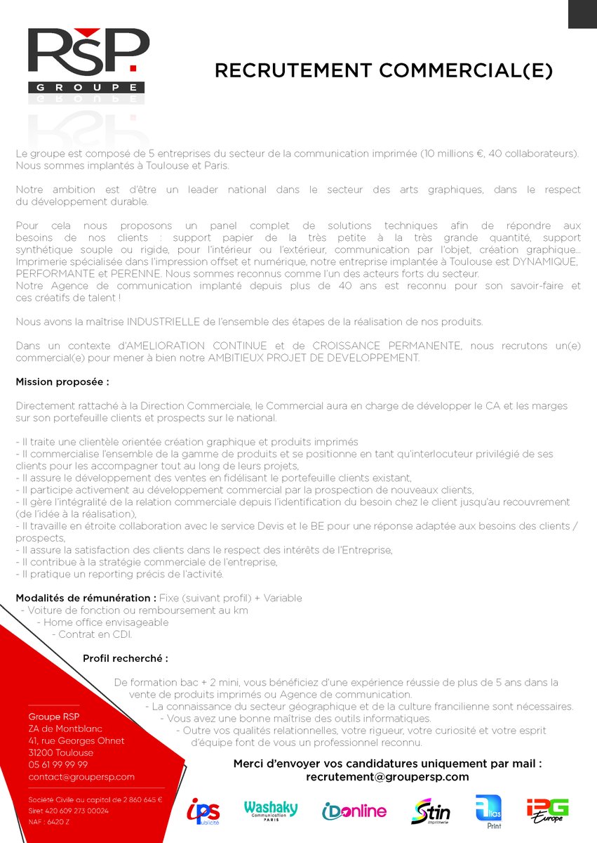 ALIASPRINT1's tweet image. Nous recrutons des commerciaux sur la région toulousaine et sur la région parisienne. A partager svp 
#imprimerie #deviseur #industriegraphique