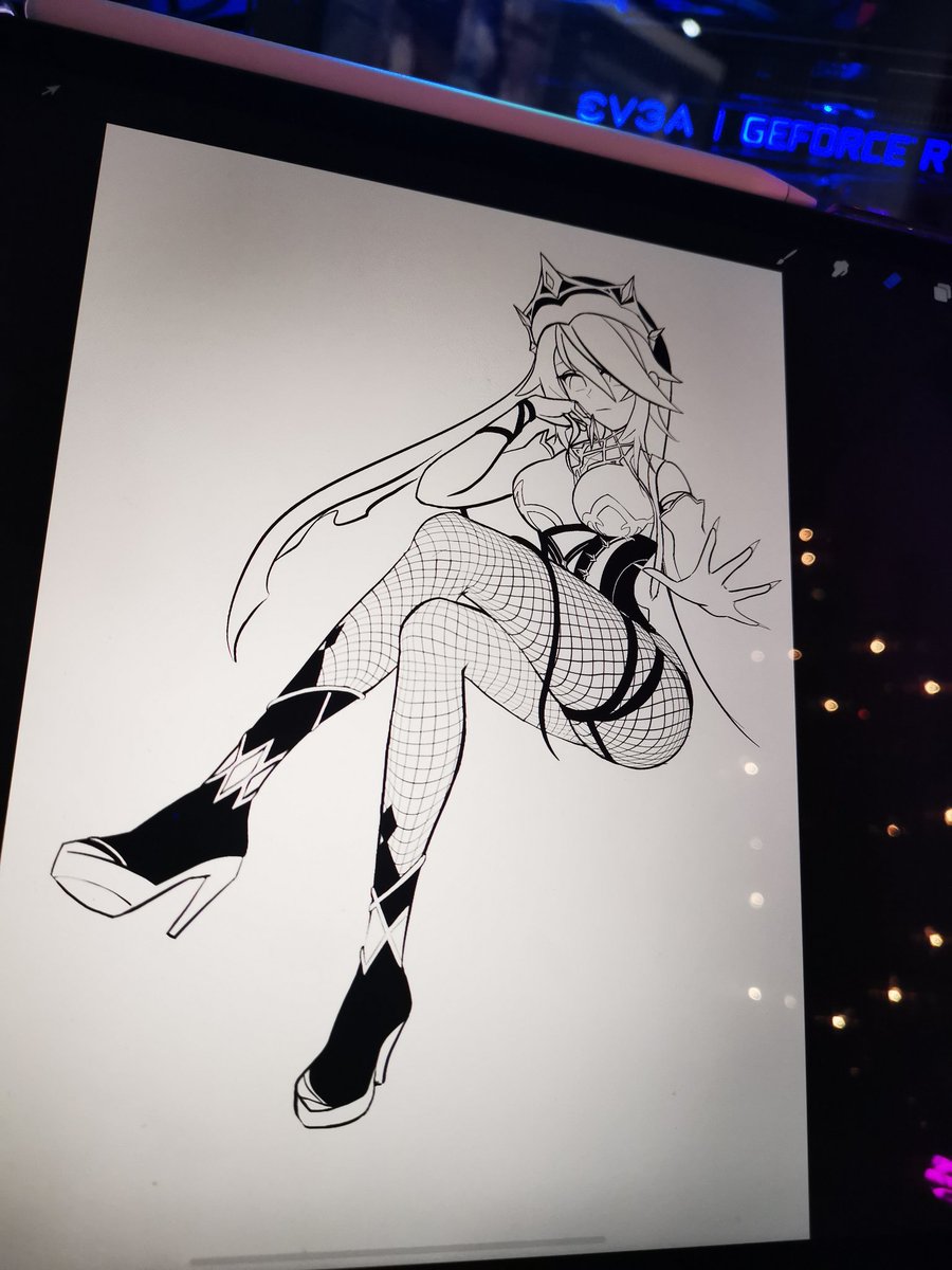 Drawing progress for upcoming rosaria merch so far Keke. I learns to draw fish nets!

Ty for the raids @blaqkkatgaming @ellipssis_!
And also ty to <a href="/alyekly/">Alyek✨</a> <a href="/SkojSkull/">SkojSkull💀➡️🦋</a> and rain_rain from Monday! 😅