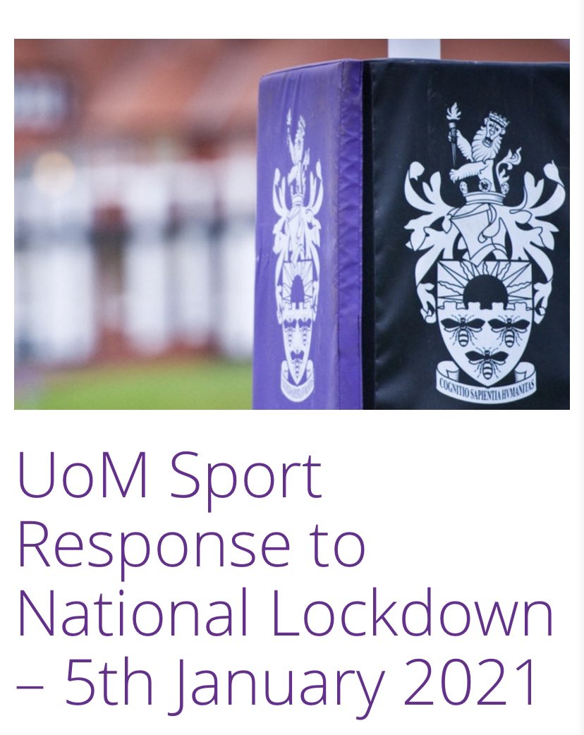 In response to the latest Government announcement of a national lockdown, UoM Sport wants to clarify the impact this has on all programmes currently offered. sport.manchester.ac.uk/2021/01/05/uom…