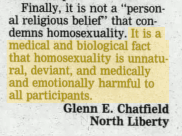 "It is a medical and biological fact"The Gazette (Cedar Rapids, Iowa), 2005-03-06