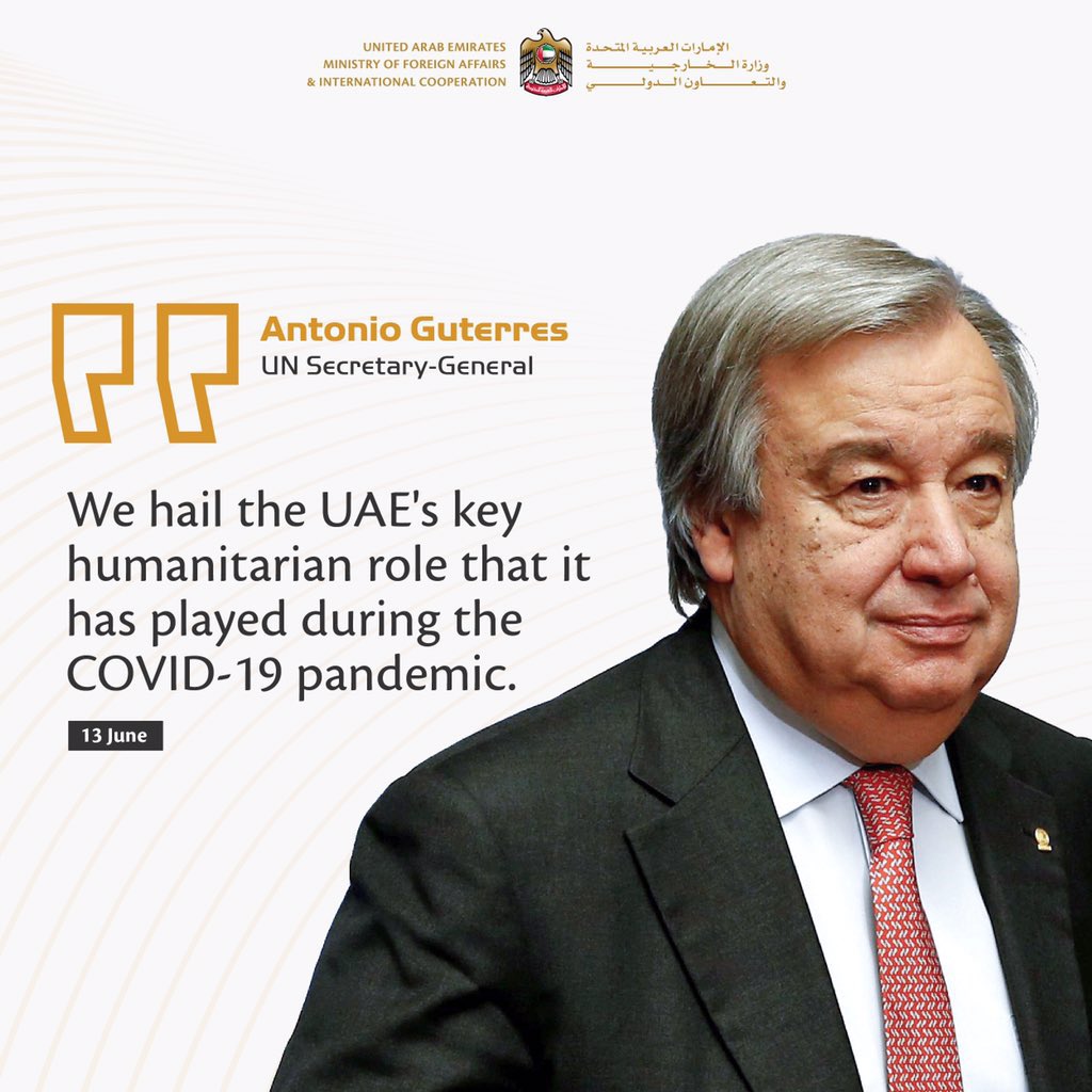 hend_mana's tweet photo. Proud to see UAE's global efforts to help fight COVID-19 praised by a number of leaders and officials, who recognize the significance of the UAE’s humanitarian contributions. 🇦🇪 https://t.co/9w6RmmWija