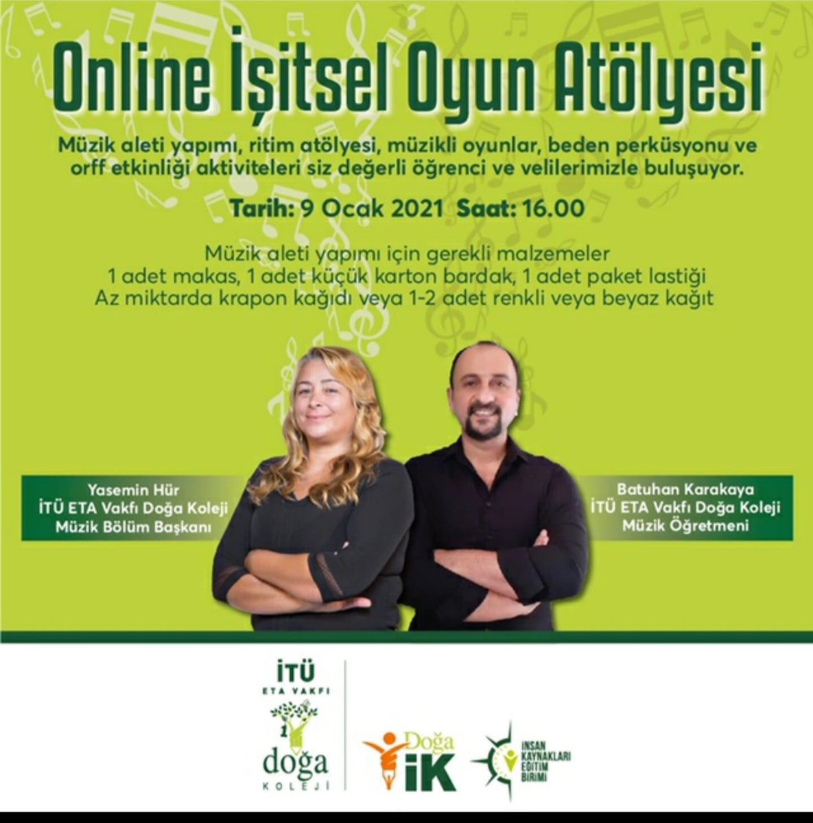 Keyifli, eğlenceli ve aynı zamanda eğitici olacağına inandığımız atölye çalışmamıza bekleriz☺️ #ritim #oyun #hareket #müzik #işitseloyun #bedenperküsyonu <a href="/serozeren/">Serhat Özeren</a> <a href="/AliRizaLule/">Ali Rıza Lüle</a> <a href="/DogaOkullari/">Doğa Koleji</a>