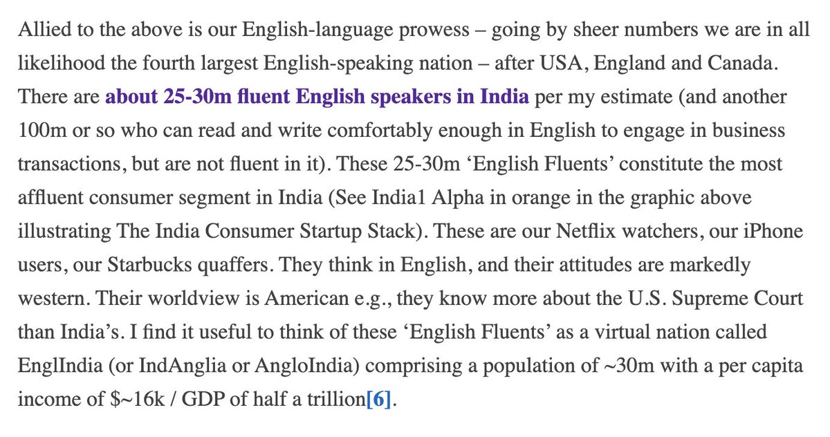 If all of India's fluent english speakers were a country, it would be 4th largest english speaking country in the world, and would be rich enough to be an OECD member.12/25