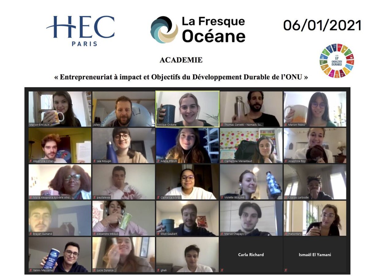 HECParisEnt's tweet photo. Bravo aux 24 étudiants @HECParis de l'Académie " #Entrepreneuriat à impact et ODDs de l'#ONU " pour leur participation à l'atelier de La #FresqueOcéane ! Une session organisée par Marion-Emi Alix de notre #AccelerateurESS. https://t.co/ravsdbwV3u