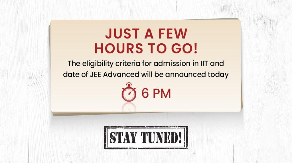 DrRPNishank's tweet image. Dear Students,
I will be announcing the eligibility criteria for admission in #IITs &amp;amp; the date of #JEE Advanced today at 6PM.