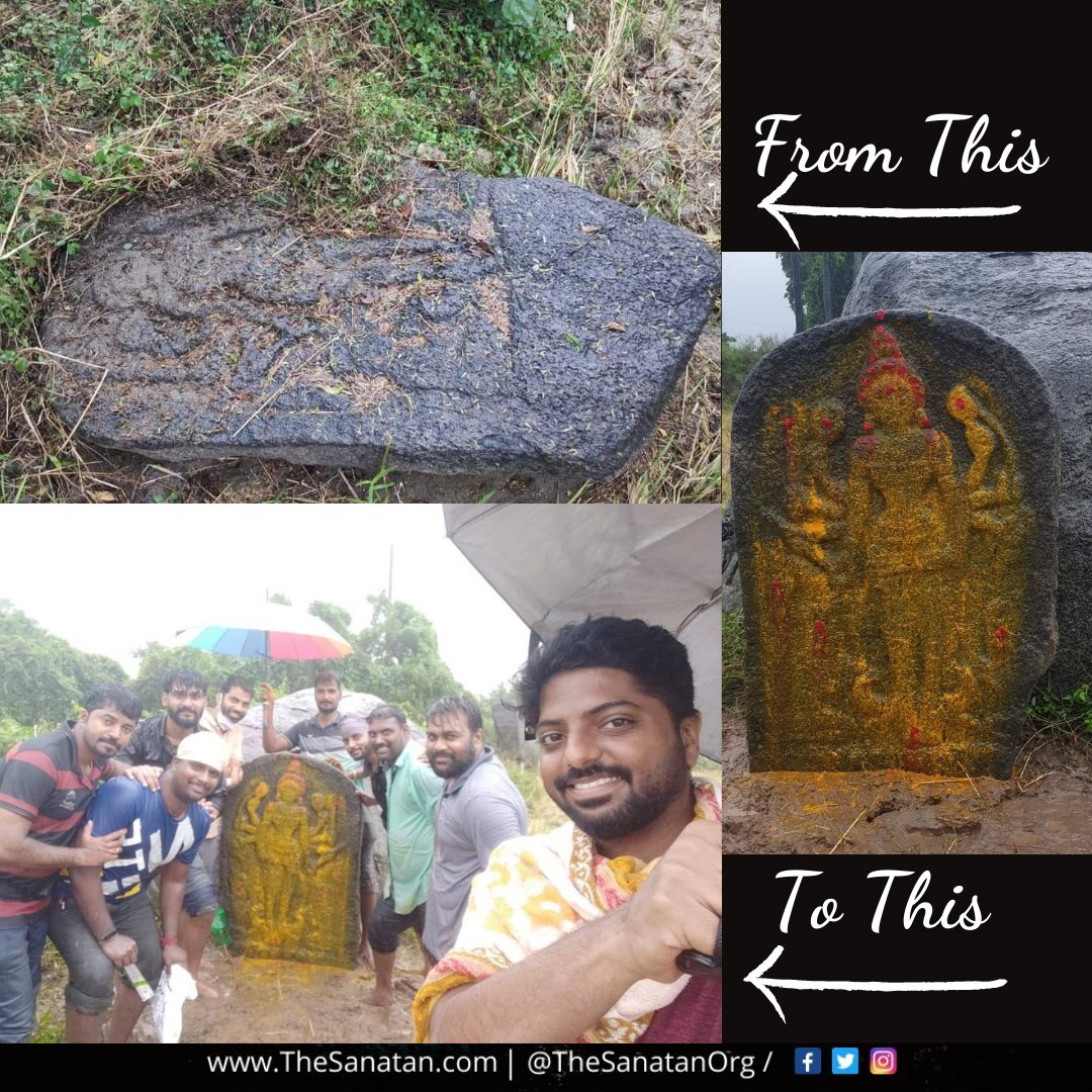  #ThreadsOne of the nearly 1,200-year-old Pallava relics that lay unnoticed on the edge of a thorn bush was recovered by few Sanatani after more than 3 hours of struggle secured.Must watch all the  #Videos and their dedication. Location - thiruvannamalai