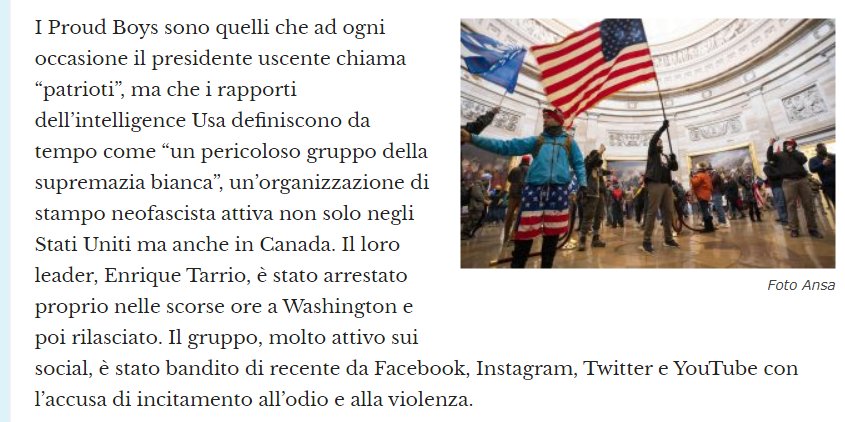 kiara86769608's tweet photo. Ma chi sono gli “ultras” di Donald Trump, i militanti più agguerriti del suo elettorato? Gruppi organizzati del mondo di estrema destra e del suprematismo bianco, come i Proud Boys, il movimento dei Boogaloo, QAnon.Vere e proprie milizie strutturate in maniera paramilitare . https://t.co/GQlu5Fhqy7