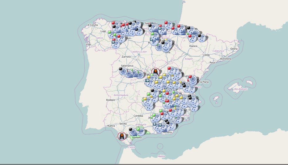 ❄️ 160 vías afectadas por #Nevada #Temporal

➡️Red principal 🟡 Alicante #A7 en Alcoy; Toledo #CM40  #CM42 #A4  🟢 En vías de Madrid, Toledo, Almería, Jaén, Albacete, Cuenca, Valencia , Alicante, Murcia.
➡️Red secundaria⚫️44 #cortadas 

+ℹ️<a href="/InformacionDGT/">D.G.T.</a> infocar.dgt.es/etraffic/