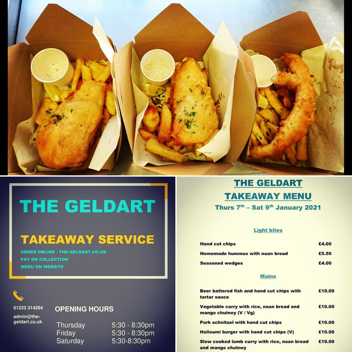Takeaway food is back! Thursday - Saturday 5:30-8:30pm. Order online for collection #takeawaymenu #fishandchips #orderonline #publife #lockdown2021
