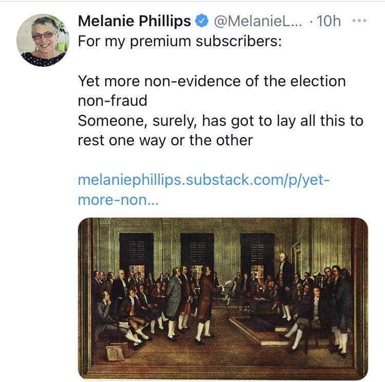 I remember saying it was surely time for people like Mel to face pointed questions about why they were cited by name in the manifesto of a mass-murderer spouting their crazed theories about Marxist/Islamic conspiracies. That was ten years ago, and she hasn’t lost a gig since.