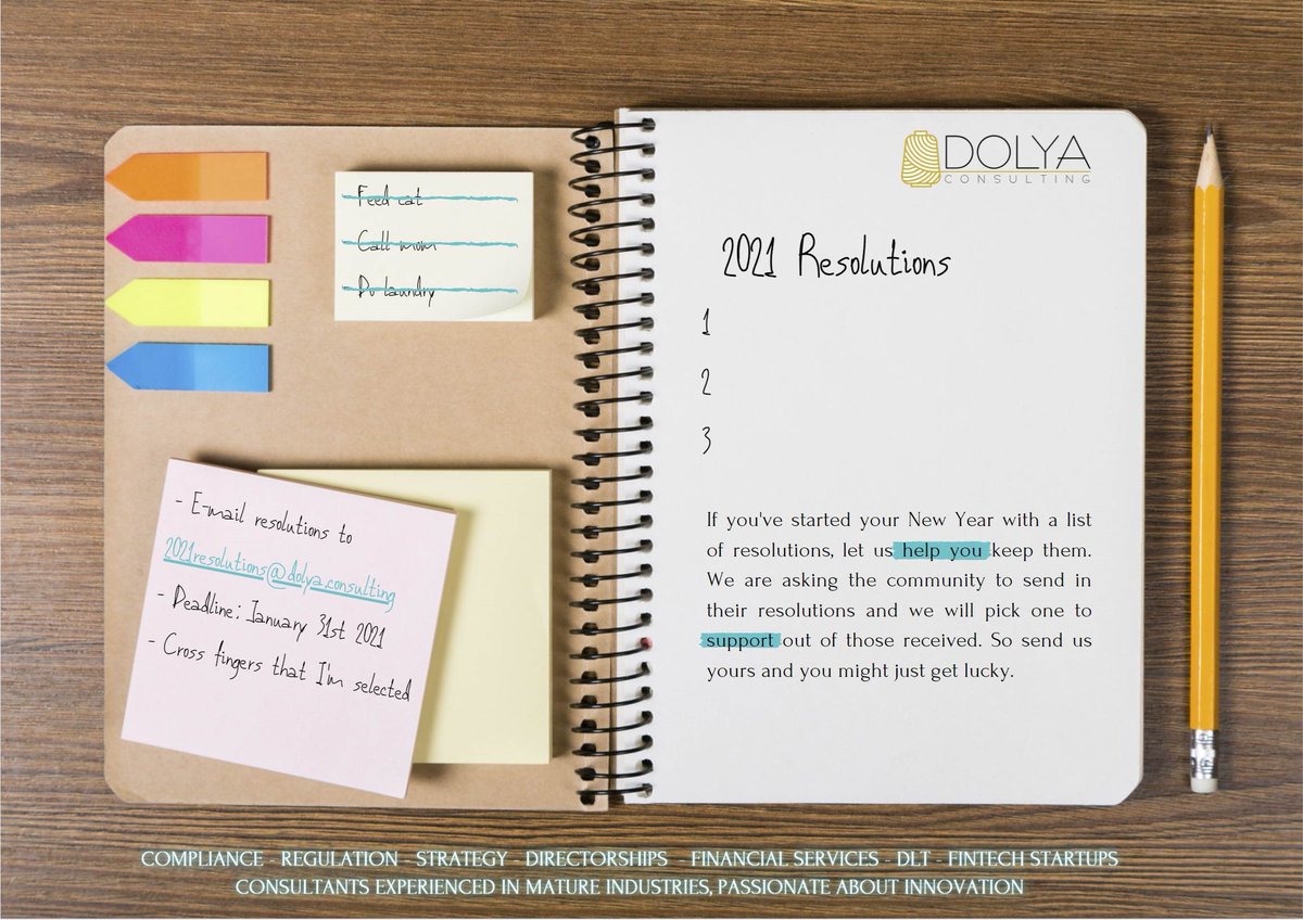 We’ve hit the ground running and would like to motivate others to do the same. Email 2021resolutions@dolya.consulting, before 31 January 2021, with your New Year’s resolution and we will choose 1 lucky person to support. This #NewYear let us help you reach your goals!