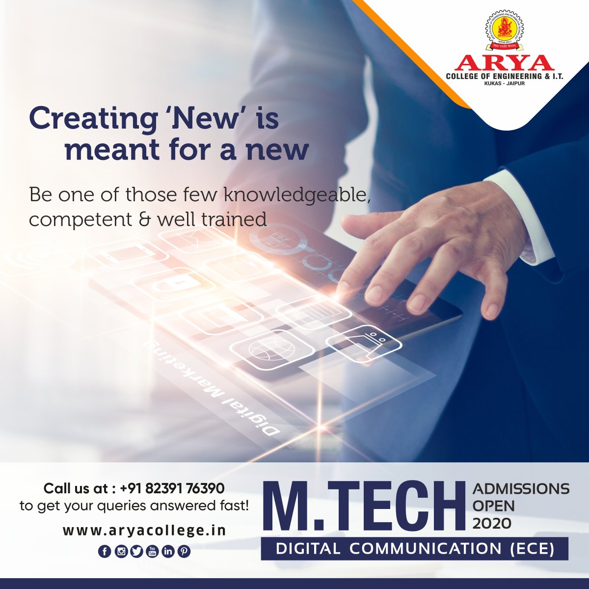 aryacolleges's tweet photo. Transform your dreams into innovation with #MTech in #Electronics & #Communication Engineering with specialization in #DigitalCommunication at #AryaCollege
Admissions Closing Soon for #Mtech Sessions 2020-21.
#mtechcourses #mtechadmissions #admissionsopen #arya1stoldcampus https://t.co/UhGiNLB85J