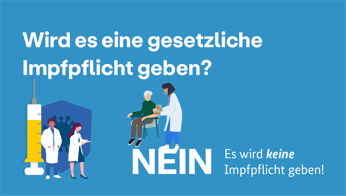 BMG_Bund's tweet image. Eine Impfpflicht wird es nicht geben. Nachrichten und Beiträge, die etwas anderes behaupten, sind falsch.

#Coronavirus #Impfung #Pandemiebekämpfung #Schutzimpfung