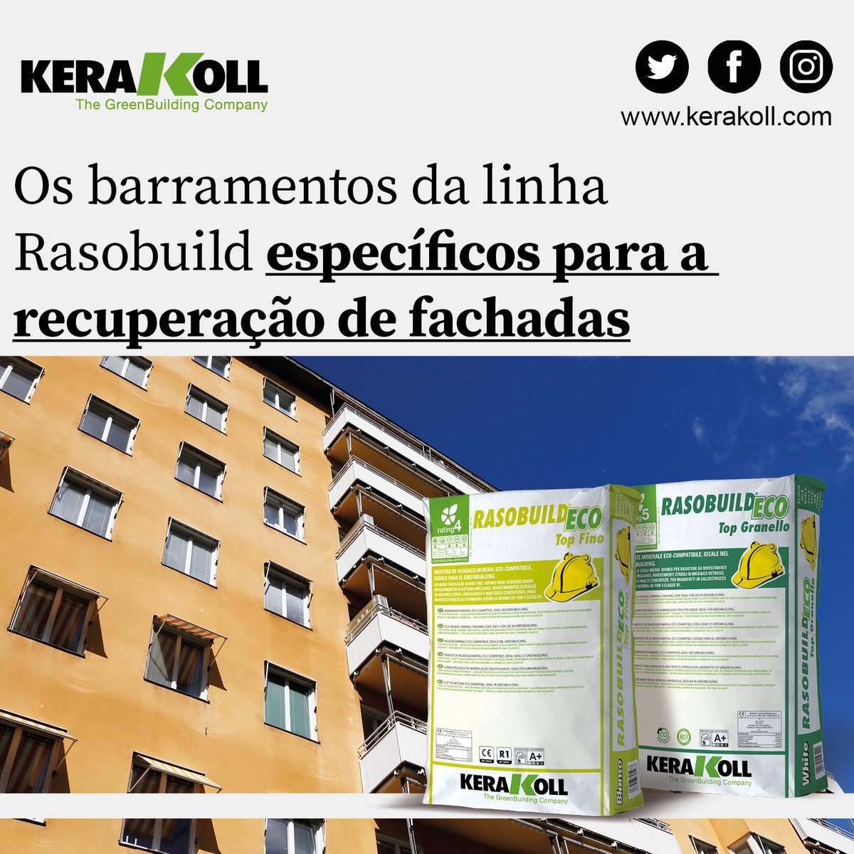 Os barramentos RASOBUILD ECO TOP são concebidos para barramentos e nivelamentos de superfícies absorventes e não absorventes, com elevados níveis de estabilidade dimensional e superiores resistências mecânicas.
Visite o nosso site products.kerakoll.com/pt-PT/p/rasobu…

#kerakoll #kerakollgroup