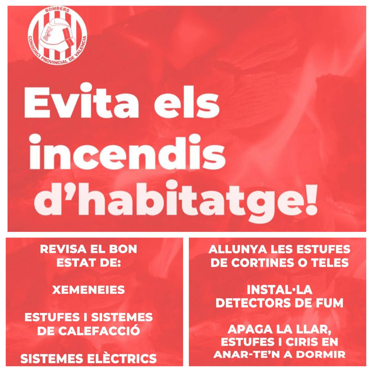👩‍🚒L’hivern i les baixes temperatures són època propícia per als incendis d’habitatge! Protegeix-te del fred❄️ i també dels incendis🔥