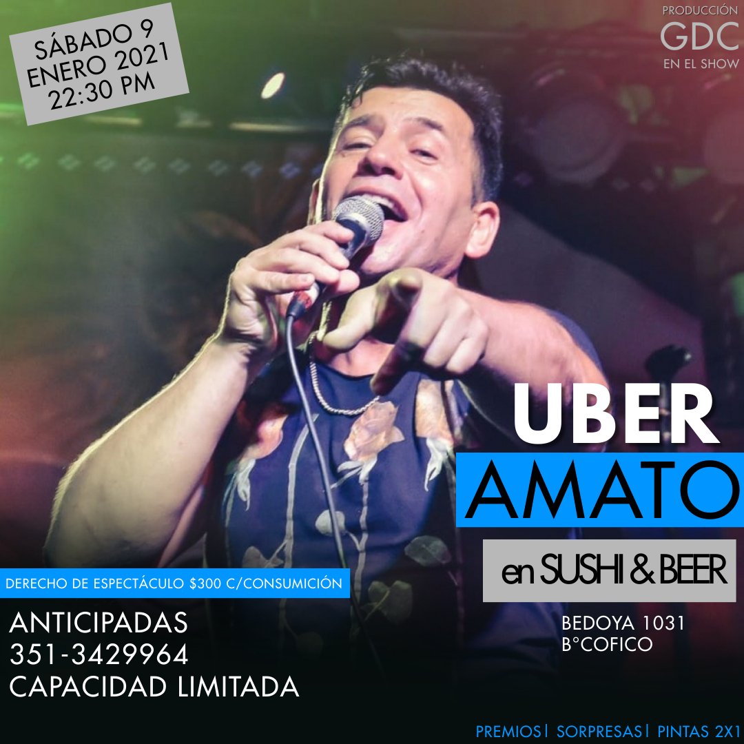 GDCenelshow's tweet photo. Este sábado @uberamato 
#amato en Sushi &amp; beer , Produce  #gdcenelshow 
#kuarteto 
#cuarteto 
#cenashow https://t.co/HxbNzrbkT9