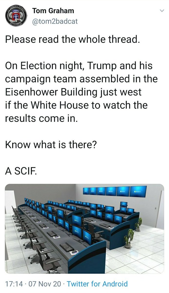 The other main  @maajidnawaz theme is that everything he predicted has come true, a claim made ever more insistently whenever the opposite happens. Is the SCIF theory - that Trump caught the plotters & recorded the computers stealing the election in real time - big reveal today?