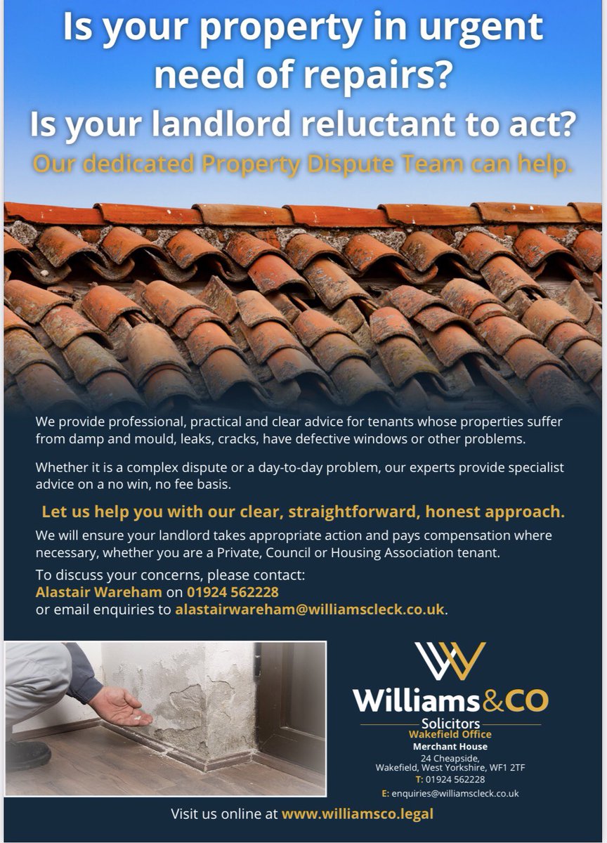 If you are a residential tenant, living in a property that suffers from disrepair, and your landlord has failed to carry out the requisite remedial work, consider instructing us today. Our specialist team of Housing Lawyers are here to support you through the claims process.
