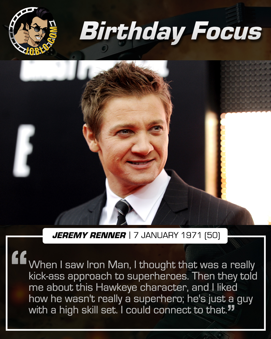 Happy 50th birthday to Hawkeye himself, Jeremy Renner! 
