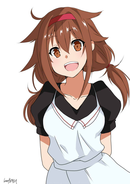 shiratsuyu (kancolle) 1girl solo brown hair white background simple background hairband brown eyes  illustration images