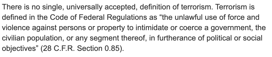 The <a href="/CBSNews/">CBS News</a> leadership might want to review these definitions of terrorism from the FBI for legal context