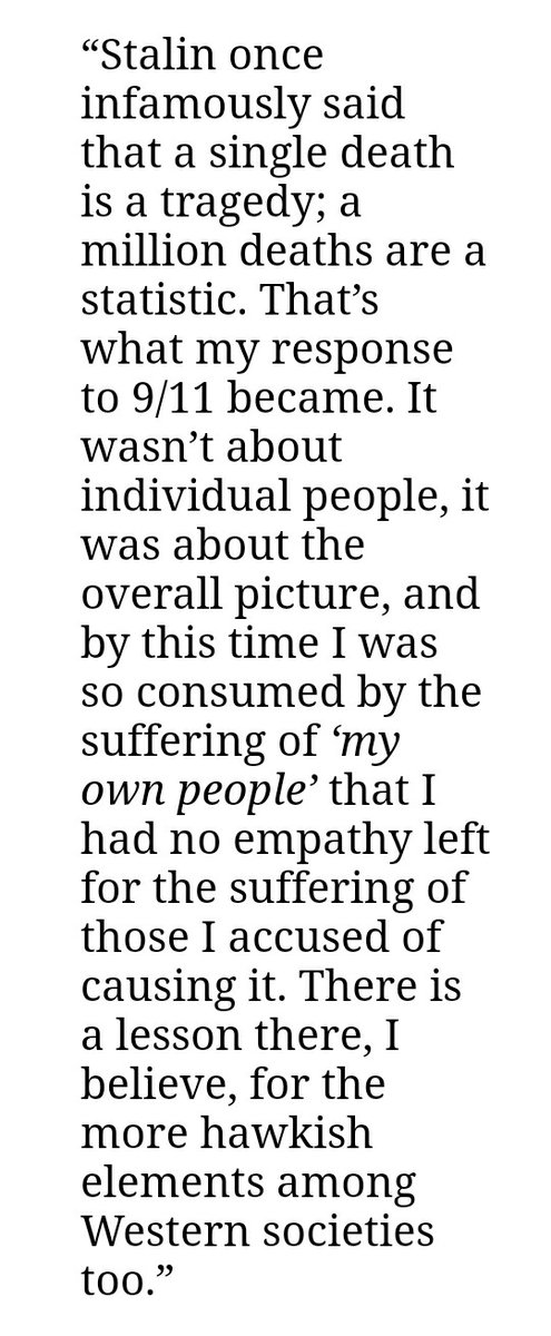 This is confused. "Always" though emphasised means since the age of 30. It doesnt apply to 9/11, which MN justified at length, before reflecting and repenting as he deradicalised, nor to his habitually carrying a knife as a young man.