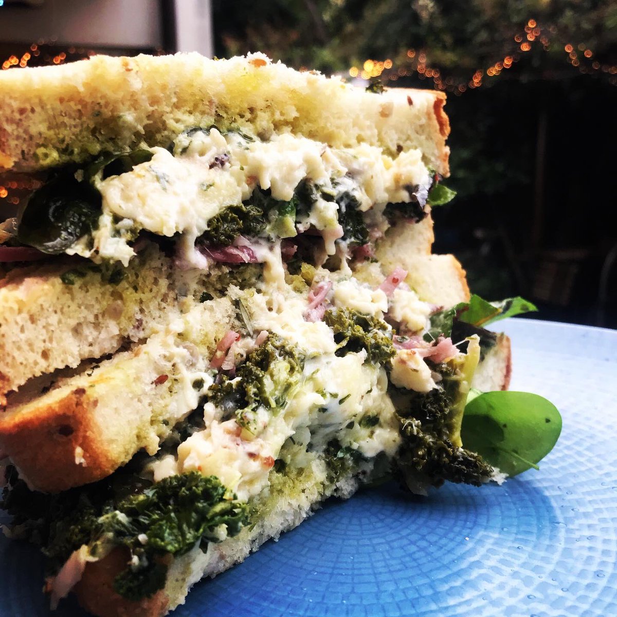 Get a load of these boyos- 

Smoked chicken w/ red cabbage &amp; pomegranate slaw served w/ an aioli dipping sauce 
Honey roast cauli w/ sauté kale &amp; pickles served w/ Irish cheddar &amp; blue cheese sauce. Both served on our freshly baked seeded bread 
Order 4 collection / tru deliveroo