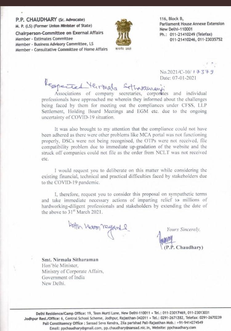 Many Thanks to <a href="/ppchaudharybjp/">PP Chaudhary</a> Ji,
Once again being with Professionals and requesting to <a href="/nsitharaman/">Nirmala Sitharaman</a> Ji for #Extend_CFSS and #Ease_of_Doing_Business 
<a href="/PMOIndia/">PMO India</a> <a href="/narendramodi/">Narendra Modi</a> 
Professional Bodies <a href="/theicai/">Institute of Chartered Accountants of India - ICAI</a>, <a href="/icsi_cs/">Institute of Company Secretaries of India (ICSI)</a> and CCMs should also request through Tweets.
Request for Retweets