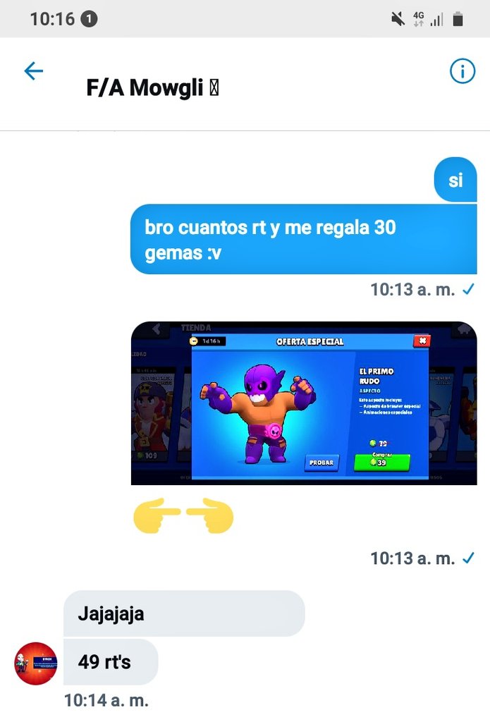 chicos necesito de su ayuda con unos pocos rt, para que mi compa @TDMowgli me regale 30 gemas.
