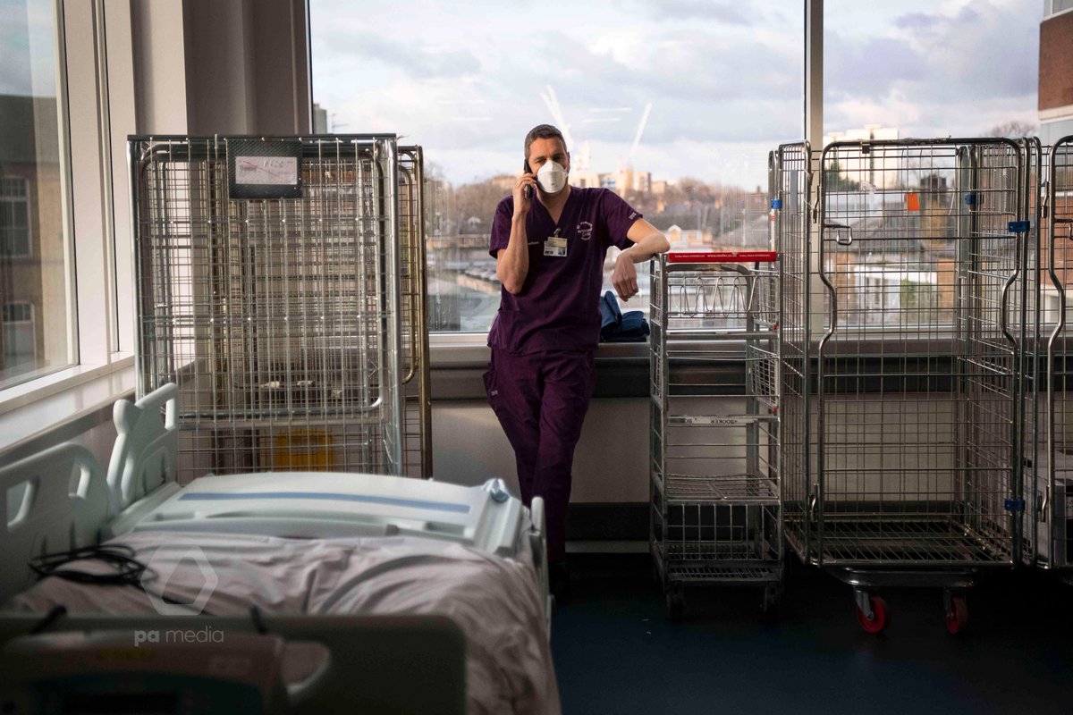 Nurses in the corridors of the Acute Dependency Unit and ICU at St George's Hospital, London's largest hospital, where staff are working "to the limit" of their ability, battling low morale, exhausting shift patterns, and the prospect that the worst is yet to come #Covid19UK #NHS