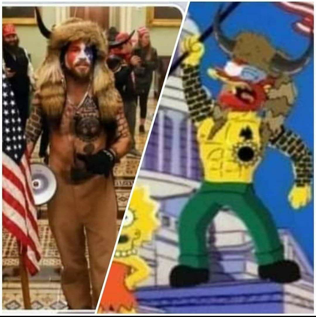 Quando as pessoas vão entender que estão sendo feitas de idiotas, que é tudo um grande teatro, preditivamente programado? Truques de um mágico de Oz.

Os Simpsons já sabiam do gado Viking no Capitólio em Washington!