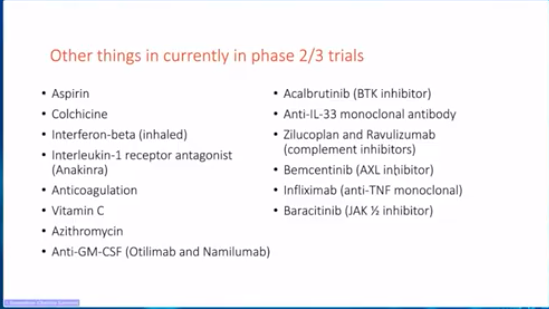 Other things we don’t know about yet:Convalescent plasmaOther antibody therapies (Regeneron et al)