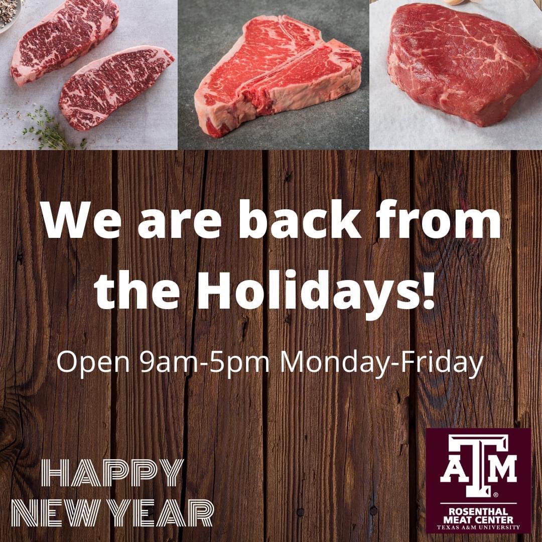 We are open. Pick up your meat needs before the weekend.