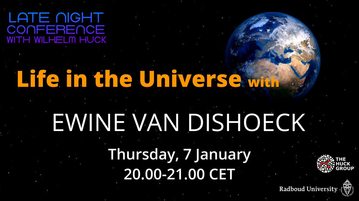 Huckgroup's tweet photo. Don't forget to join us today at 20h00 for the first episode of #LateNightConference talking about #LifeintheUniverse with Ewine van Dishoeck! We will be waiting for your questions in the live chat!!!
https://t.co/FlawdrjLDF https://t.co/V8zeqQpeFs