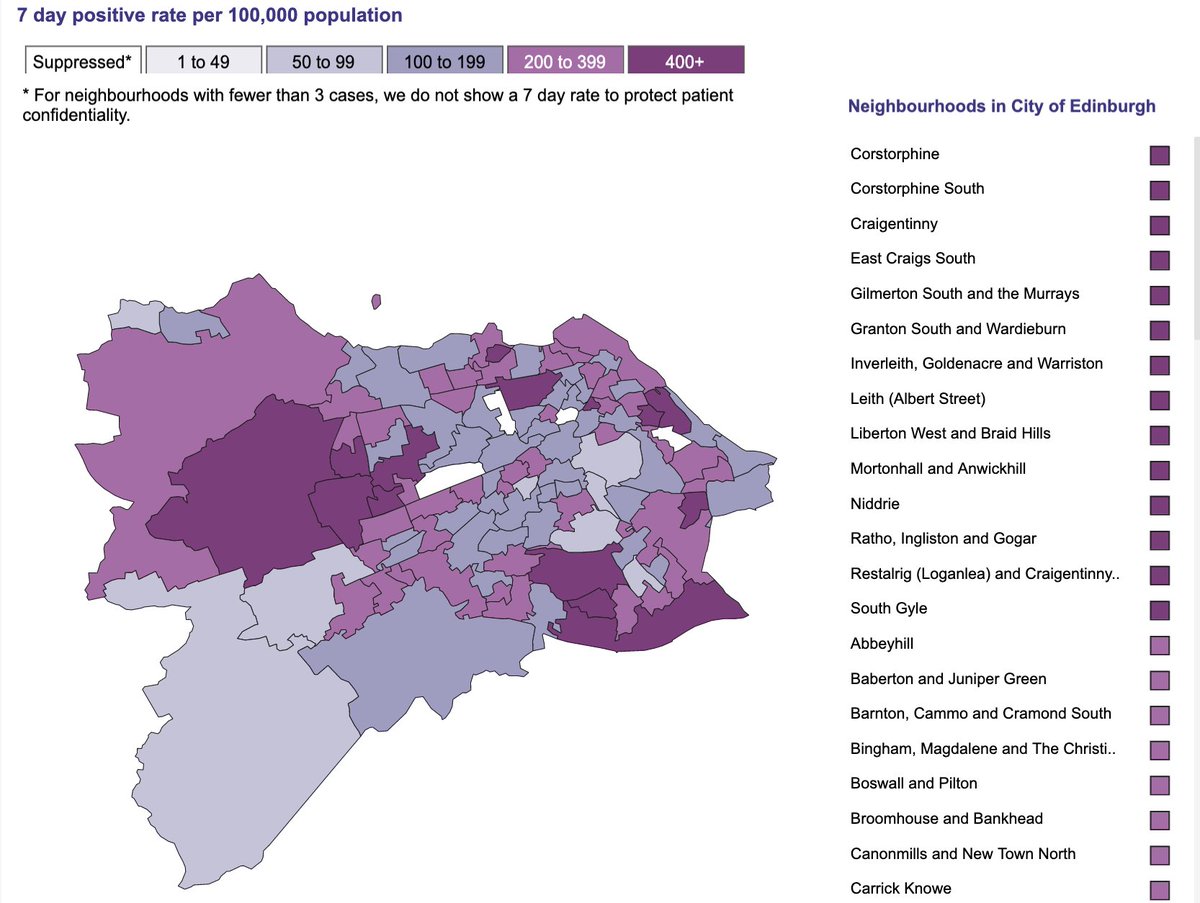 In  #Edinburgh - the highest rate is 652 cases per 100,000 ppl in Niddrie.