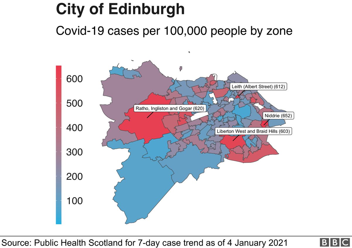 In  #Edinburgh - the highest rate is 652 cases per 100,000 ppl in Niddrie.