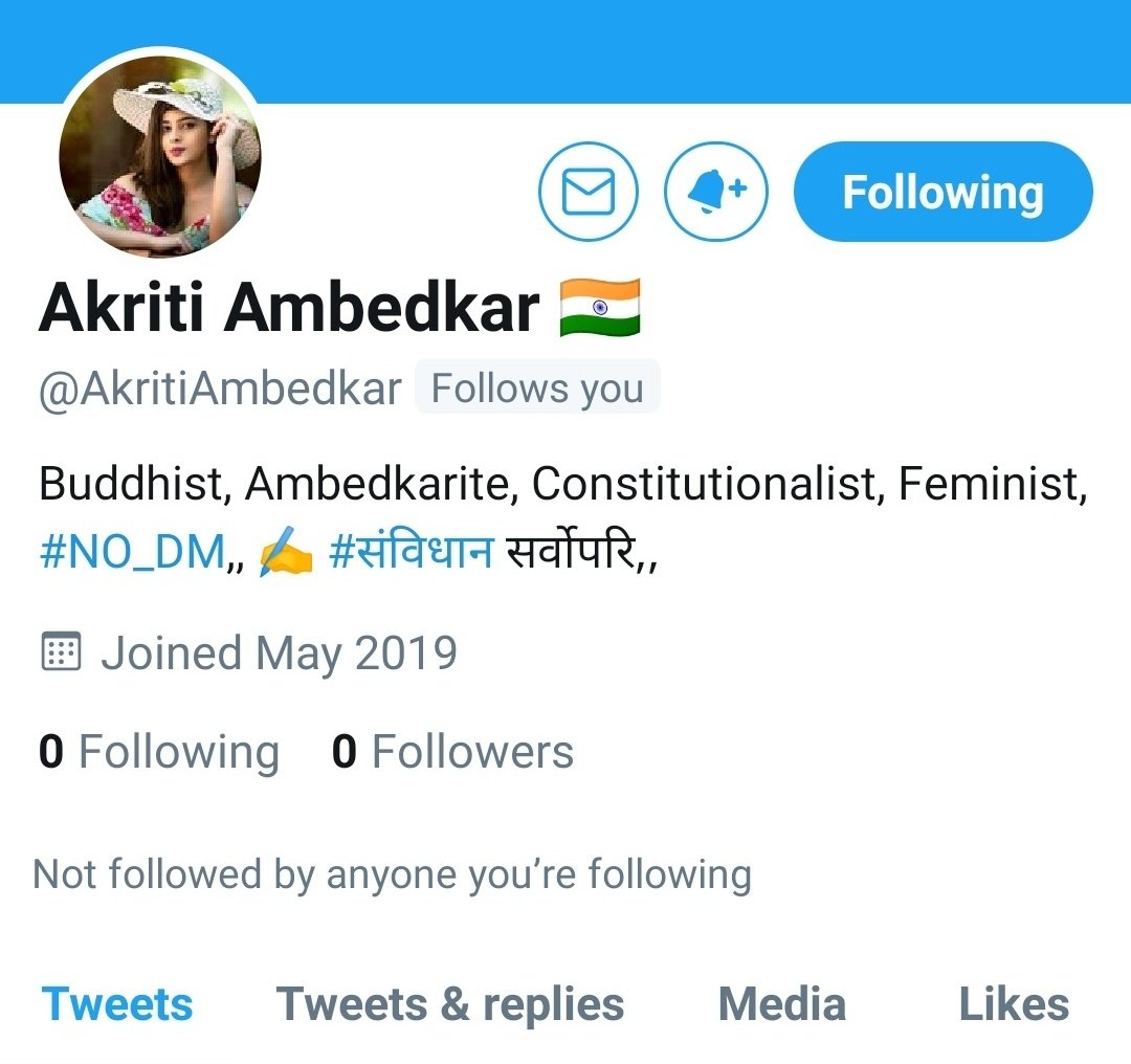 @TwitterIndia @manishm  @Twitter 
कुछ अराजक तत्वों के द्वारा अम्बेडकरवादी साथी @AkritiAmbedkar जी का ट्विटर सस्पेंड करवाया गया

 @TwitterIndia प्रिय साथी @AkritiAmbedkar जी के हैंडल को एक्टिव करो! 
#ISupportAkritiAmbedkar
@TwitterSupport 
#RestoreAkritiAmbedkar