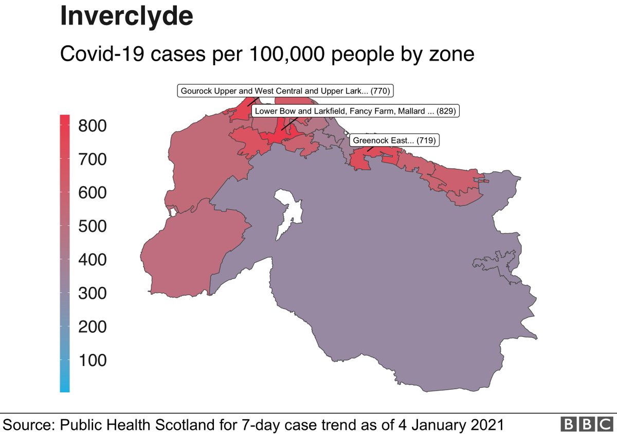 In  #Inverclyde - the highest rate is 829 cases per 100,000 ppl in Lower Bow.
