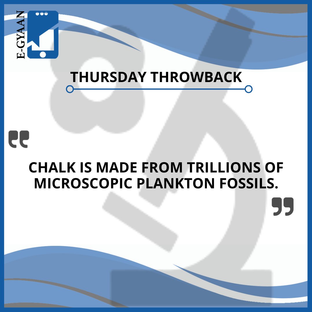 EGyaanLearning's tweet photo. Chalk is made from trillions of microscopic plankton fossils.
#planktonfossils #interestingfacts #educhat #sciencetechnicians #fossils #sciencefact #scienceiscool #funfactoftheday #Factomania #OMGScience #factofthemonth https://t.co/dTL6igNzZC