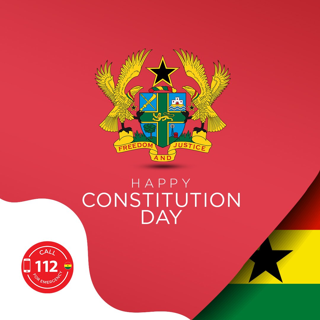 112EmergencyGh's tweet photo. Our great country wouldn't have been one of Africa's leading democrats without a good constitution. 

Happy Constitution Day!

#Dial112
#Helpwillcome 
#Wearesafe https://t.co/wY6xmC82zZ