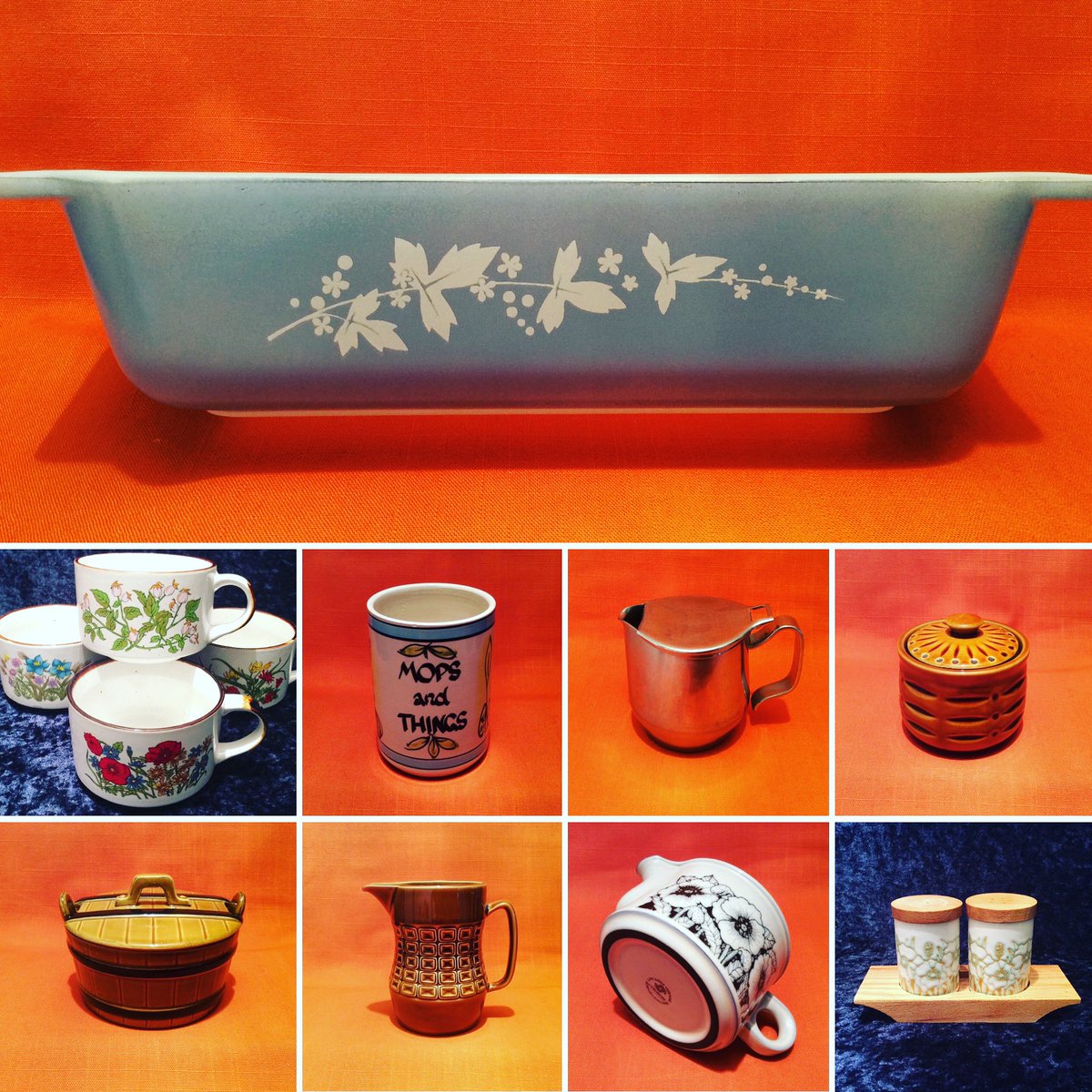EtsyStuck1970s's tweet photo. Yet more new stock added this week. I keep thinking I’ve listed it all then I find more😱🧡
#pyrexhawthorn #rarepyrex #retrosoupbowls #geoffreymaundpottery #vintagealessi #alfraalessistainlesssteel #vintagehoneypot #vintagebutterdish #wedgwoodadams #hornseacornrose #hornseafleur https://t.co/Kzs6Nbn4bs