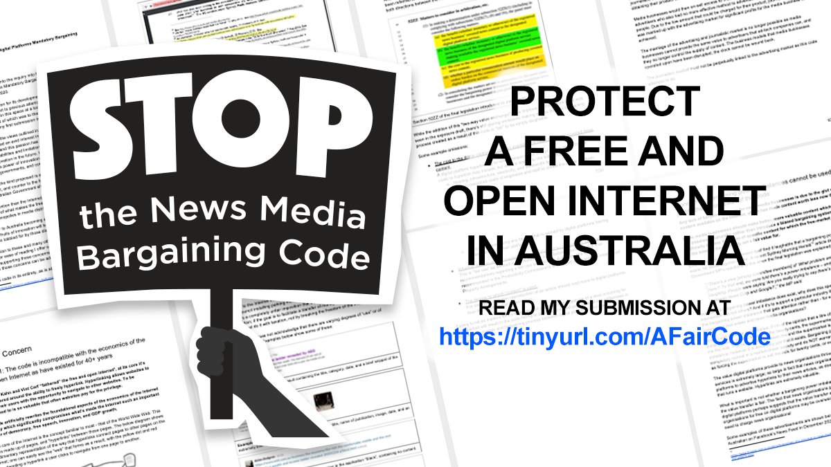 dylanlindgren's tweet photo. Protect a Free and Open Internet in Australia. Stop the News Media Bargaining Code. Read in full my submission to the Senate Economics Legislation Committee at https://t.co/DgUCRneDAU to see why this code is SO BAD! #AFairCode #OurYouTube @EconomicsEx https://t.co/swljlNJb0B