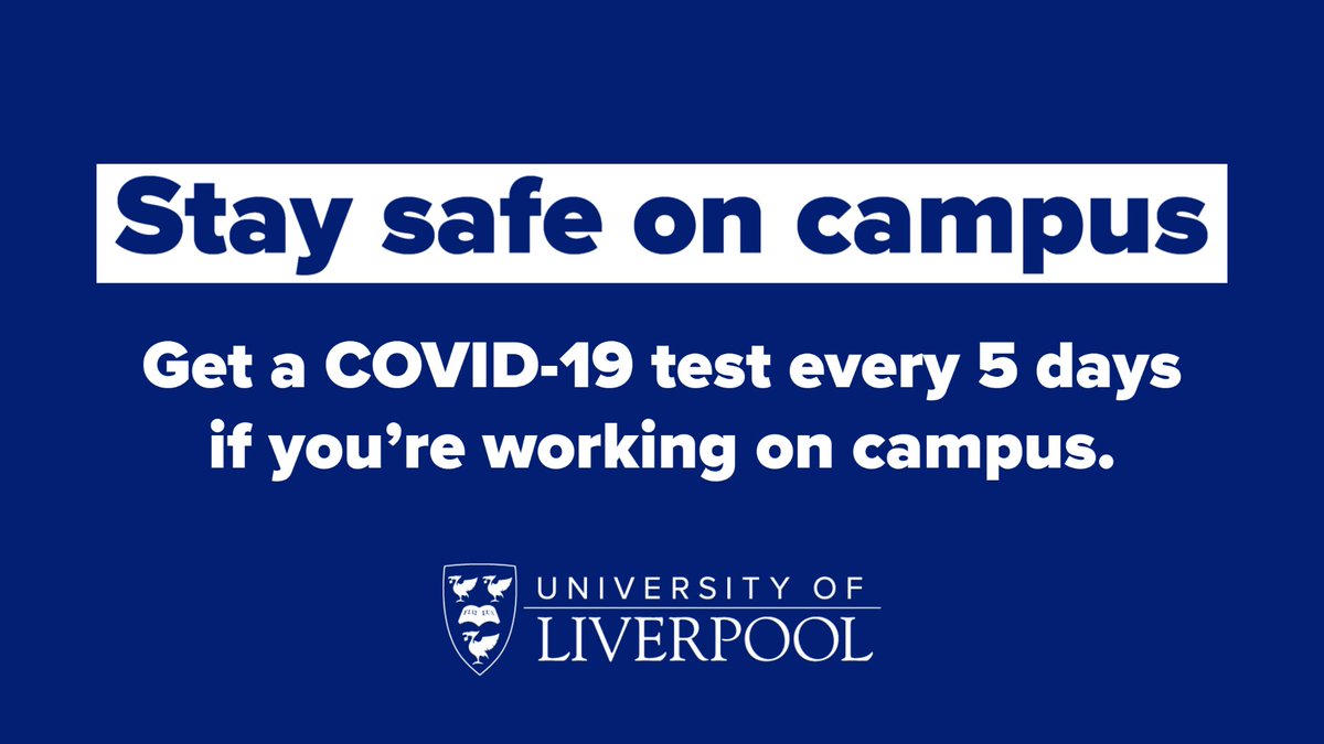 If you are a student or staff member working on campus we expect you to take an asymptomatic test every 5 days, and to observe the Hands – Face – Space public health guidance.

Asymptomatic testing is available <a href="/sportliverpool/">Sport Liverpool</a> ➡️ liverpool.ac.uk/coronavirus-sa…