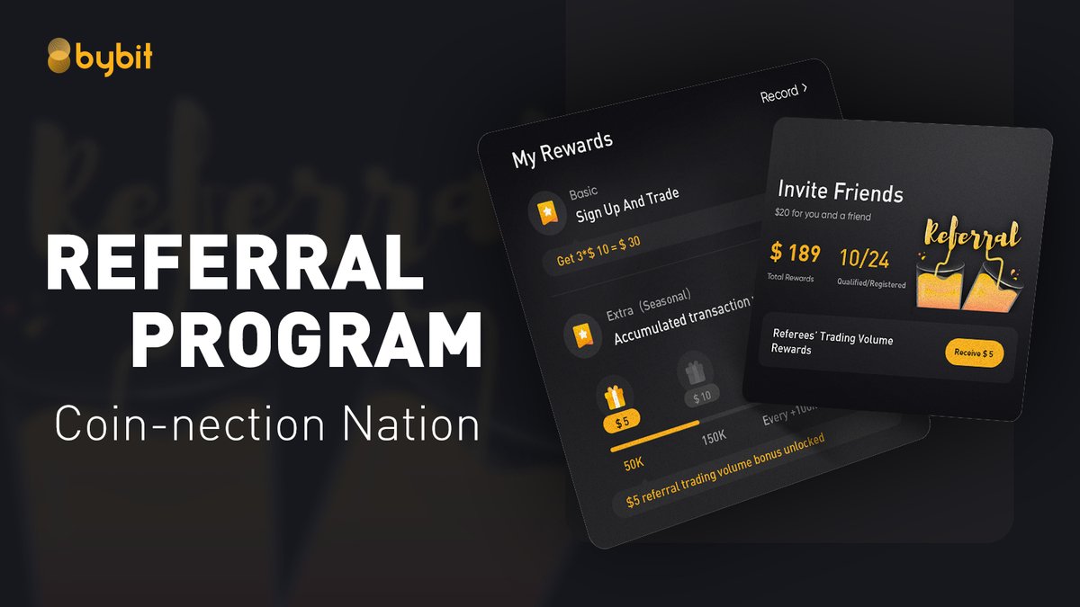 The #Bybit Referral Program — Refer & Earn! Refer and turn up those  (trading) volumes to amplify your bonuses!💰 This new year, hop on the # crypto express and get your buddies on