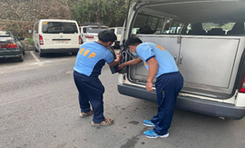 baguiocrimelab's tweet photo. On January 7, 2021, PSMS Randy C Tiwtiw and NUP Valentin L Lagiman monthly maintenance of SOCO Van at  Baguio City CLO, Upper Kayang Street, Baguio City. https://t.co/BN9Cf0GNqt