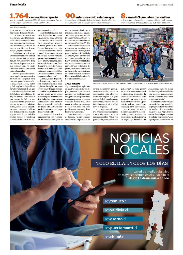 En el Llanquihue dan cuenta de complejas cifras de contagios por #Covid19 en #PuertoMontt, lo que está obligando a tomar nuevas medidas para evitar más casos.