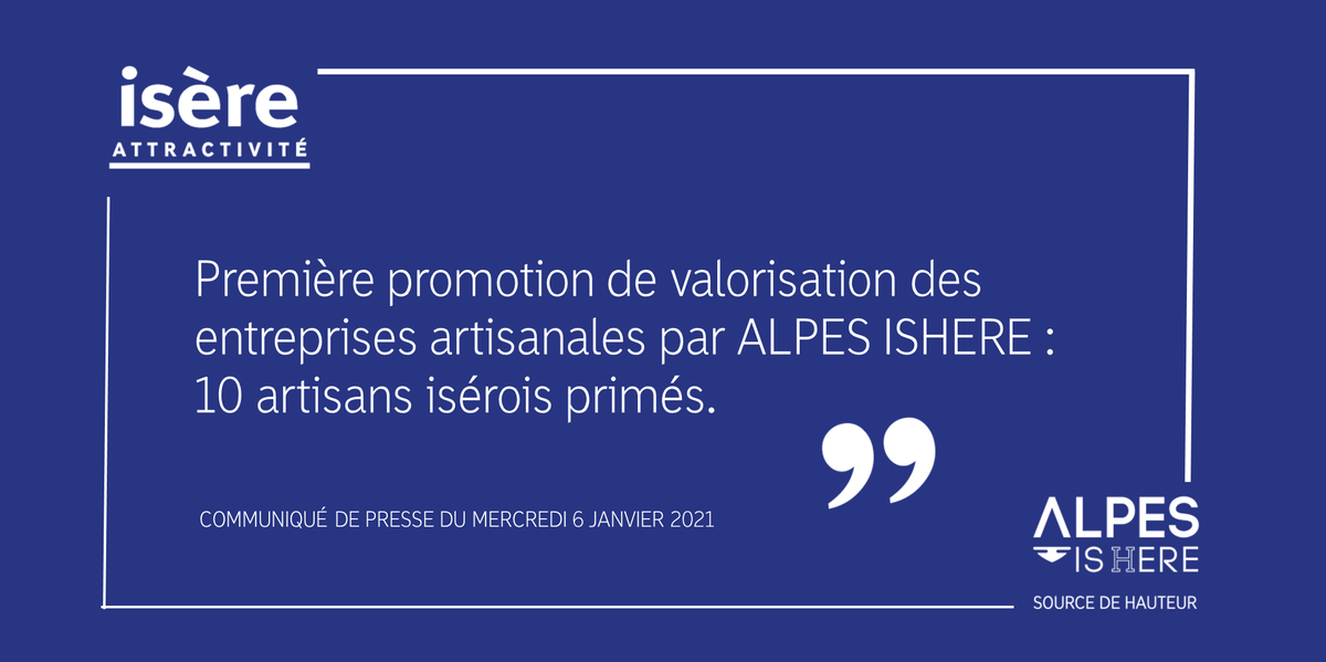 alpes_ishere's tweet photo. 📣COMMUNIQUÉ DE #PRESSE 📃#isereattractivite, porteur de #alpesishere, le @CDIsere et la CMA de l'#Isère, dévoilent, les artisans de la première promo 19/20 démarche de valorisation des entreprises #artisanales, qui ont intégré le RÉSEAU ALPES ISHERE.
👉https://t.co/a48FFJNkAS https://t.co/ieoYp7spTZ