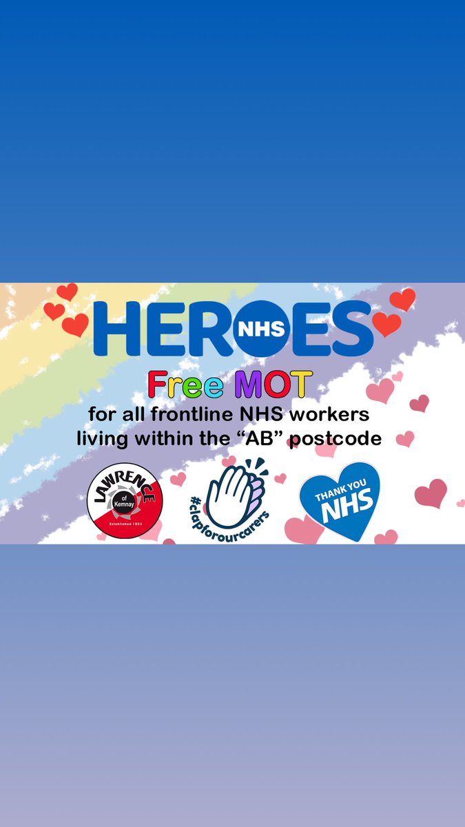 LawrenceKemnay's tweet photo. As our way of saying Thank You👏to our @NHSGrampian Heroes please contact @LawrenceKemnay in Inverurie or Balmedie🚗 https://t.co/WjBsbQRtR3