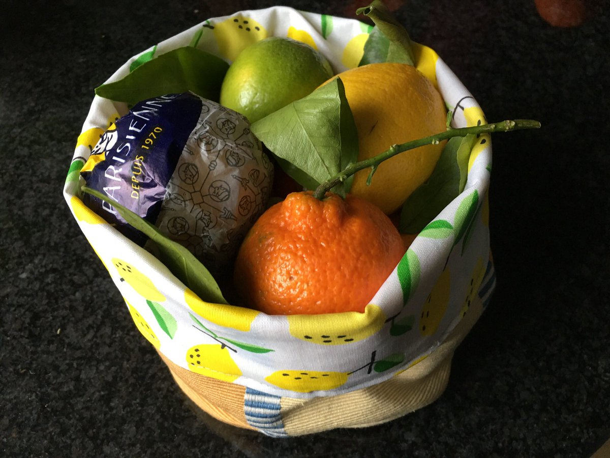Peanuts_Lucy's tweet image. This beautiful storage from @fabricvase is great for using as a fruit bowl as it has a wipe-clean lemony lining 🍋